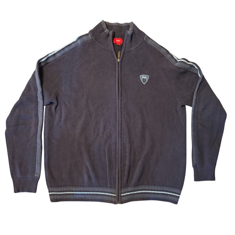 Vintage Mossimo Y2K Zip Up Sweater L Navy Blue 2000s grunge